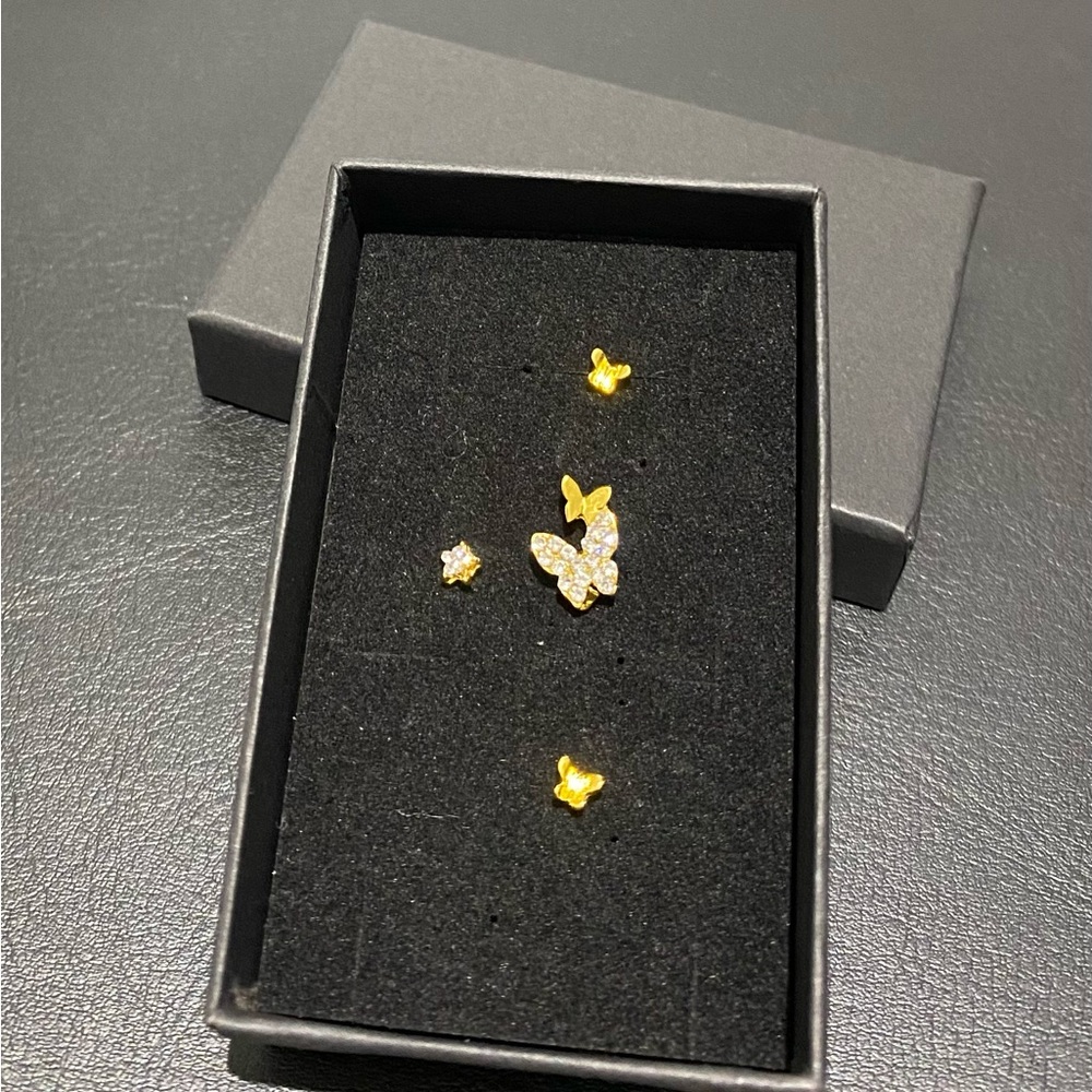 3/35 | Cute Golden Butterflies and Star Earrings Accessories Jewelry 4pcs
